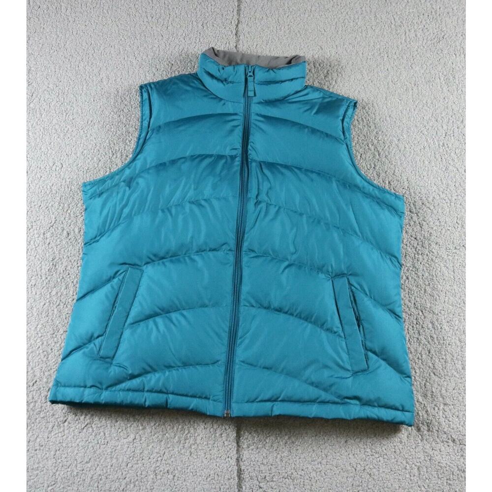 New Land End Down Puffer Vest Women Small Blue